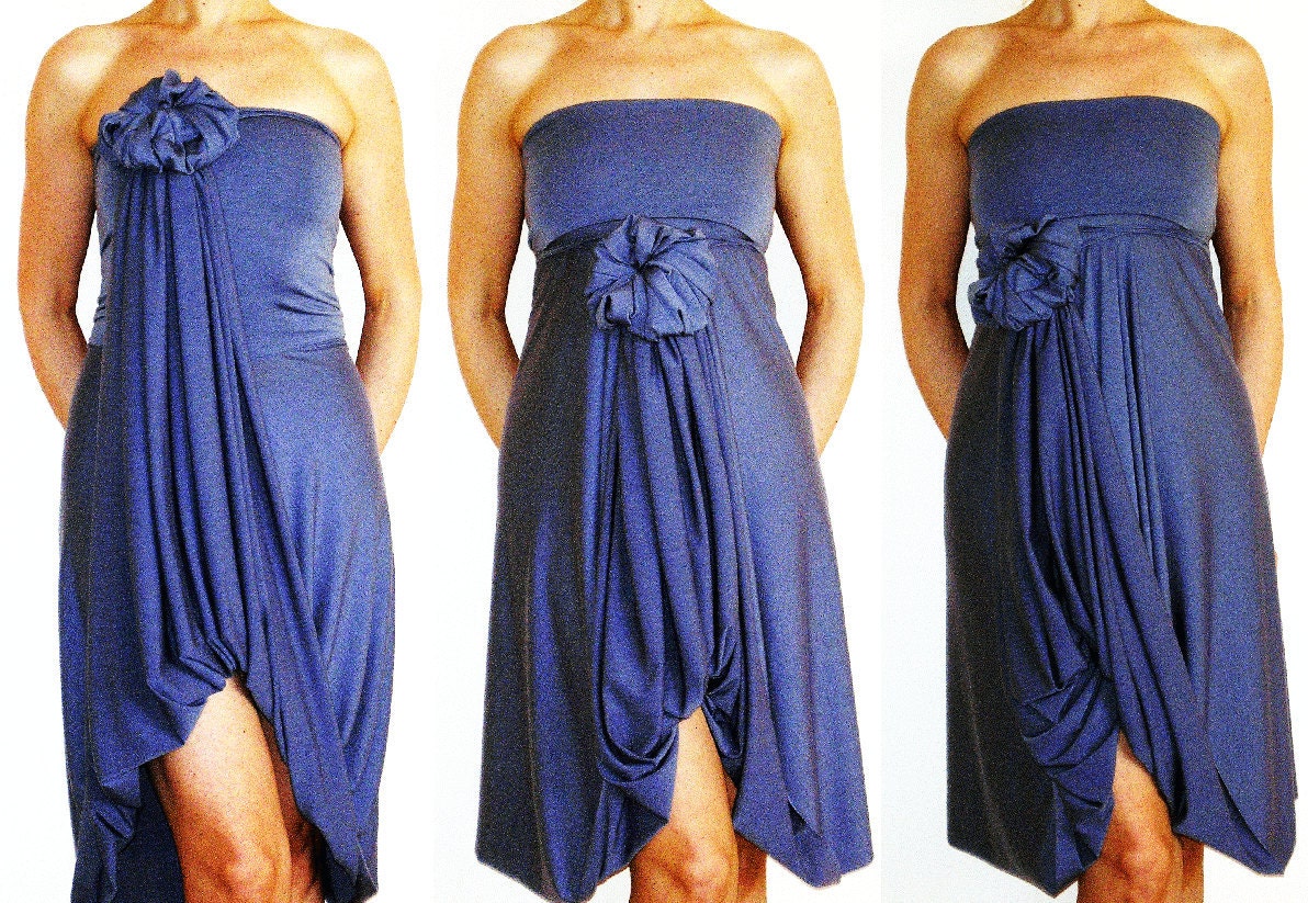 The ONE Dress multi wrap infinity wear convertible dress in Bluish grey jersey - more than 18 ways to wear, No.1