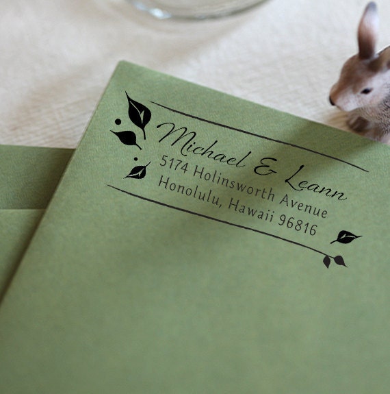 Custom Wood Handle Rubber Address Stamp - vintage type - wedding personal housewarming gift - 1006