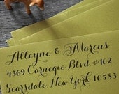 Custom Address Stamp - Calligraphy Wood Handle - wedding personal housewarming gift - 1025