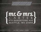 Custom Wood Rubber Address Stamp - cute housewarming birthday wedding gift - a1008