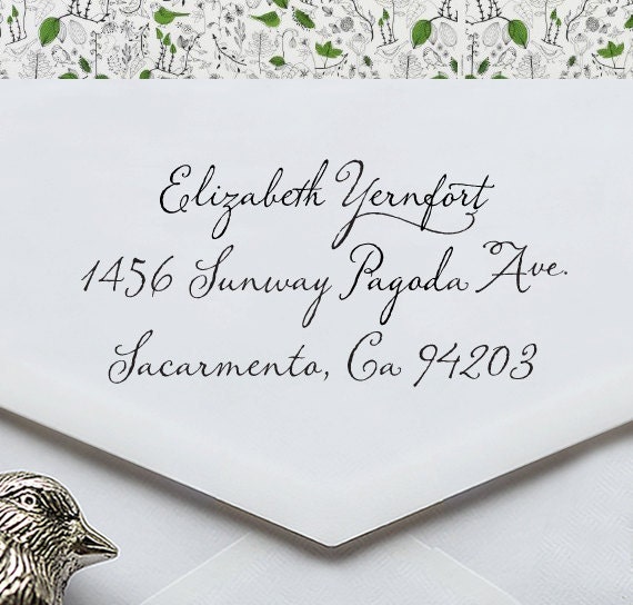 Save the Date Custom Address Stamp - Eco Stamp - cute personalized calligraphy gift - ea1076