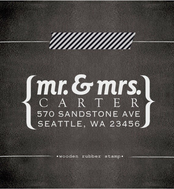 Custom Wood Rubber Address Stamp - cute housewarming birthday wedding gift - a1008