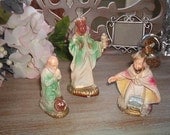 Lot of 3 Vintage Christmas WISE MEN FIGURINES Hard Plastic