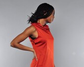 Vintage 70's / Slinky Cowl Neck Disco Dress / Side Slits / Tie Detail /