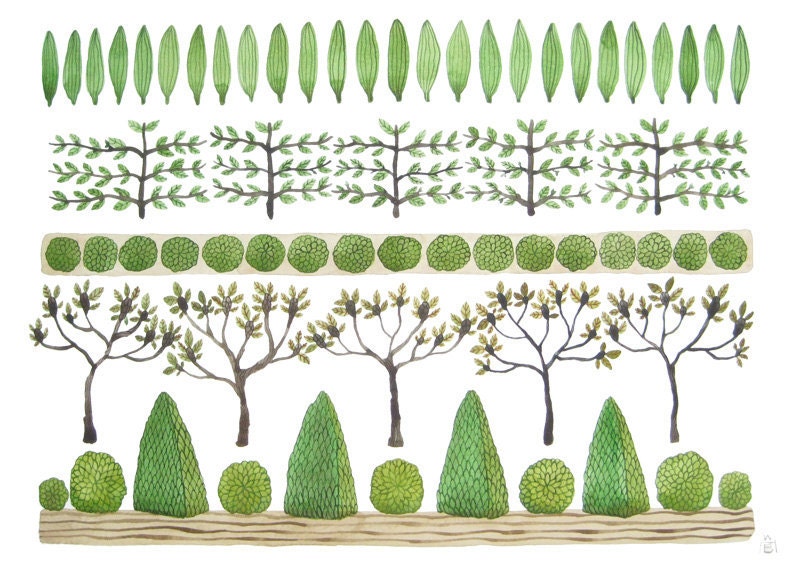 RESERVED for Nancy Allée of Trees large original watercolor painting