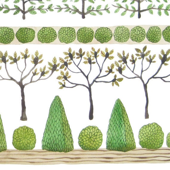 RESERVED for Nancy Allée of Trees large original watercolor painting