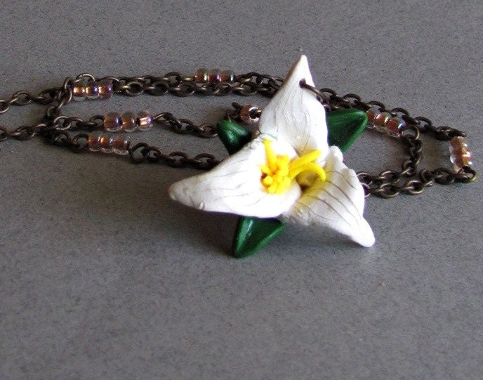 Polymer Clay Trillium Necklace
