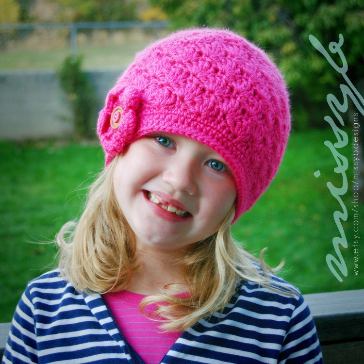 Easy Crochet Hat Pattern - Girls Shell Hat - child size - Fun Photography Prop - Instant Download