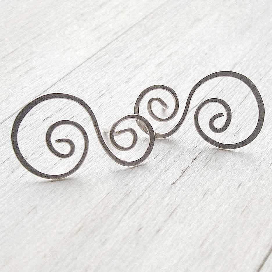 Silver Post Earrings Swirled Stud Earrings Spring fashion eco friendly jewelry, Waves
