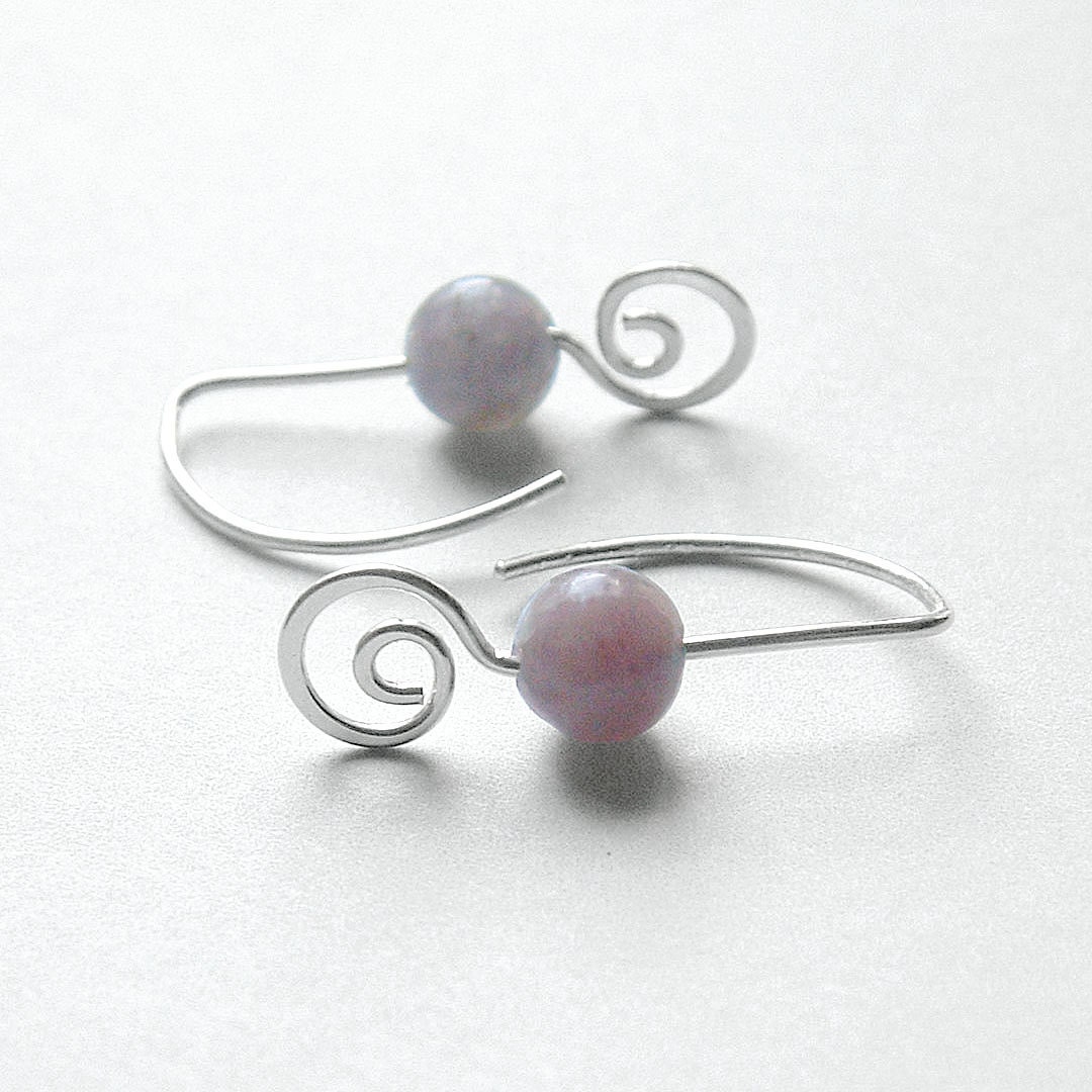 Sterling Silver Earrings Lilac Stone, holiday fashion gift for her
