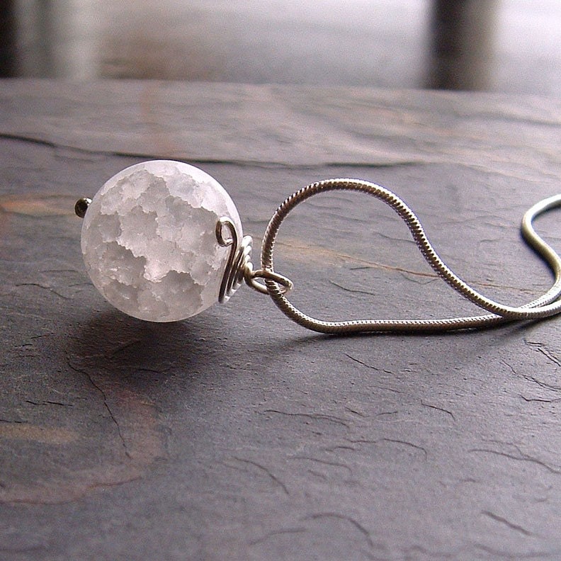 White Quartz Necklace Snow White Quartz Sphere, Oracle