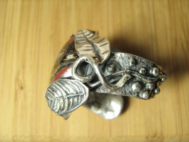 Out of hardship Tiger Iron Adjustable Ring