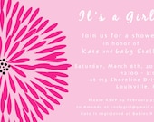 Pink Zinnia Shower Invitation