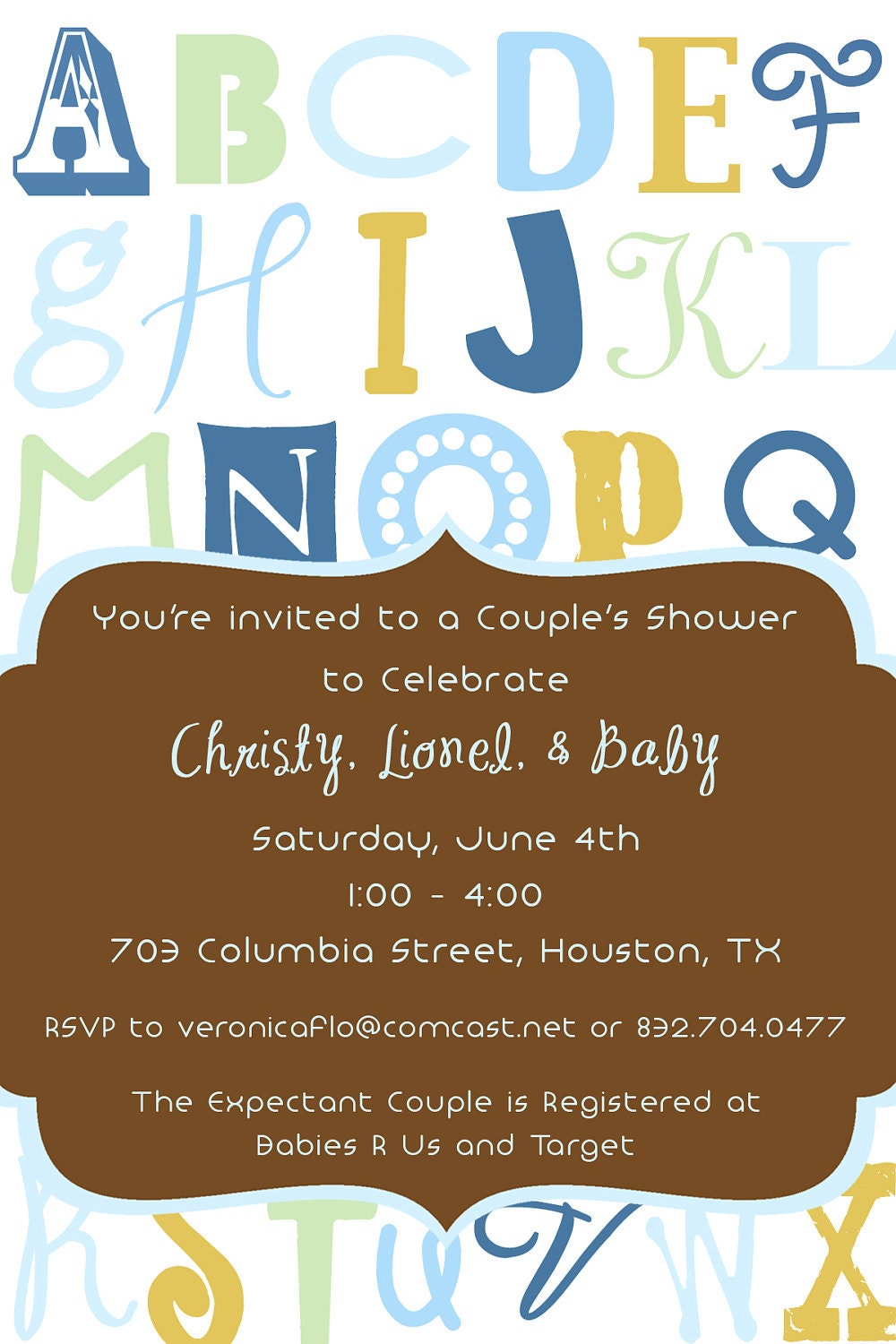 Alphabet Baby Shower Invitation