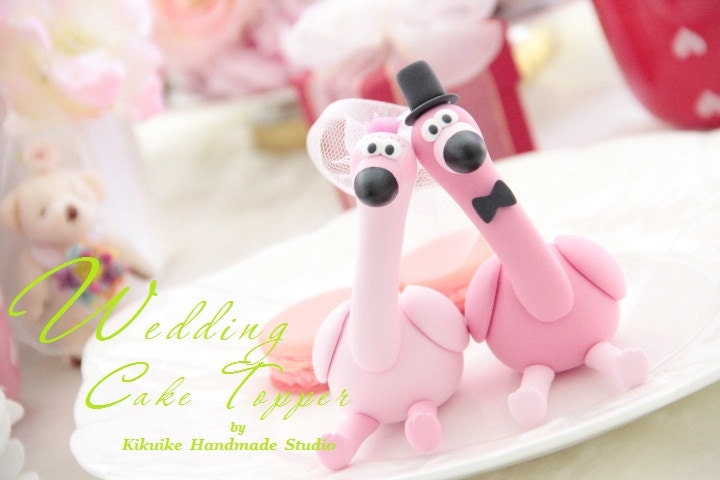 bride and groom  flamingo Wedding Cake Topper
