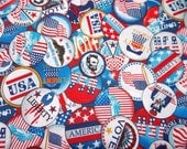 Patriotic Buttons Fabric By The Yard