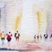 original watercolor painting ACEO walking figures people