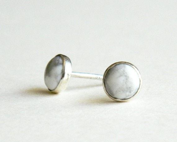 white howlite stud earrings post earings sterling silver