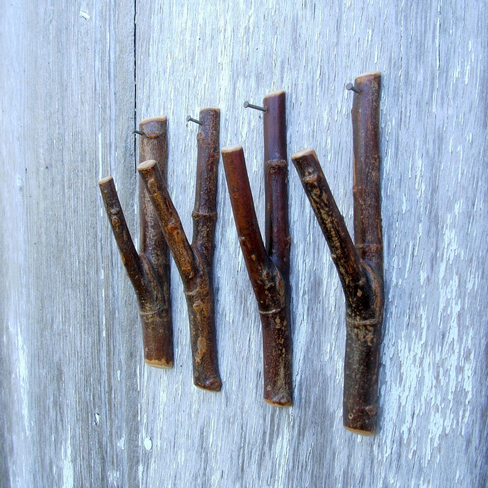 4 Rustic Wall Hooks
