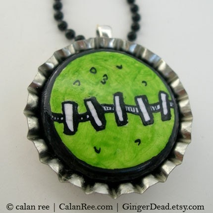 Monster Scar Pendant Necklace - OOAK wearable art jewelry - pen and ink on polymer clay by Calan Ree