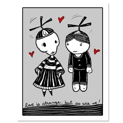 Love is Strange - GingerDead Goth /Alt Greeting Cards - Valentine / Love / Friendship - Single Card w/ Envelope