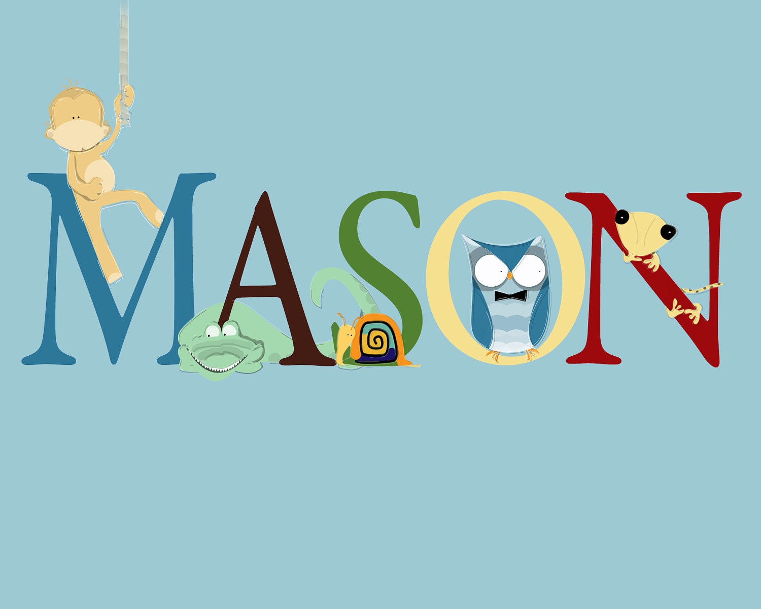 Personalized Animal Alphabet Custom Name Notecards - Set of 50