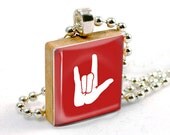 Scrabble Tile Pendant - I Love You (PW123) - Scrabble Tile Pendant Charm Necklace