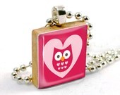 Scrabble Tile Pendant - Owl Love (LP022) - Scrabble Tile Pendant Charm Necklace