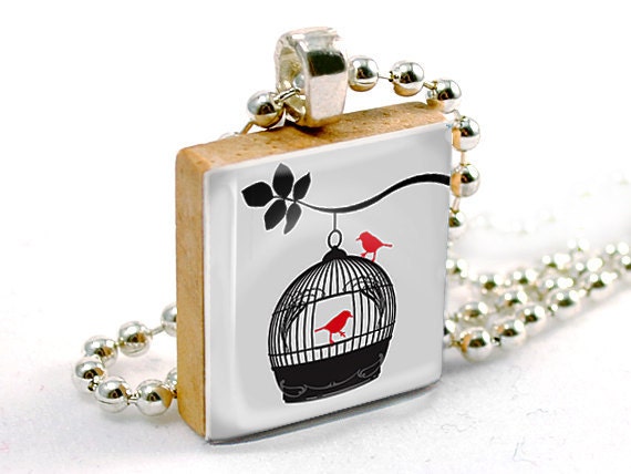 Scrabble Tile Pendant - Freedom Flight (AP173) - Scrabble Tile Pendant Charm Necklace