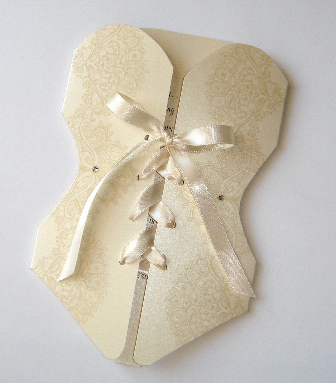 25 - Lingerie Corset Bridal Shower or Bachelorette Party Invitations - Creme, Ivory, Pink, Purple, Red
