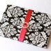 Ginger Pocket fold Crystal Buckle Damask Invitation Set Sample - Black, White and Hot Pink