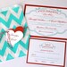 Brooklyn Wedding Invitation Sample - Chevron Design - Red, Turquoise and White