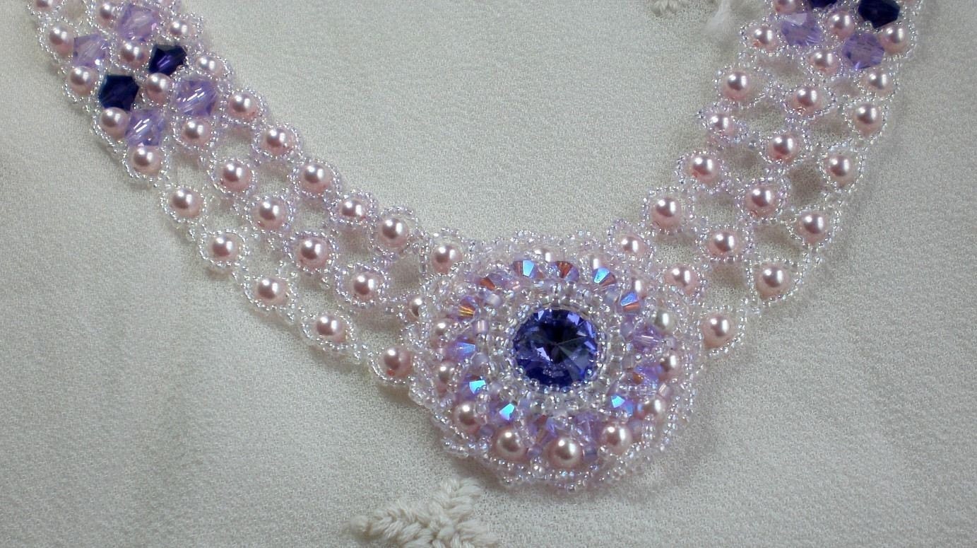 Crystal Beadwoven Lavender Choker Unique Jewelry Lady Diana