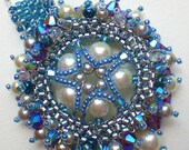 Rivoli Beadwoven Blue Pendant Unique Jewelry Pentagram