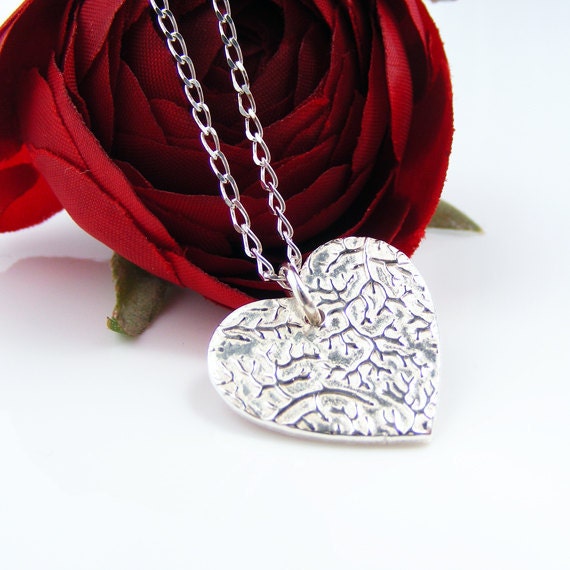 Silver Heart Pendant, Handcrafted Tendril Loveheart Necklace in solid silver