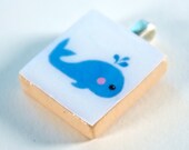 Cute Whale - Scrabble Tile Pendant