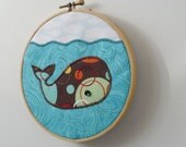 Whale Nursery Art - 6" Embroidery Hoop Artwork