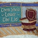Crochet Hanging Towel "Thou Shalt lower the lid" Embroidered on it