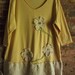 Plus Size Tunic,Dress, Creamy Yellow, Natural Fringey Bottom, Fringey Flowers
