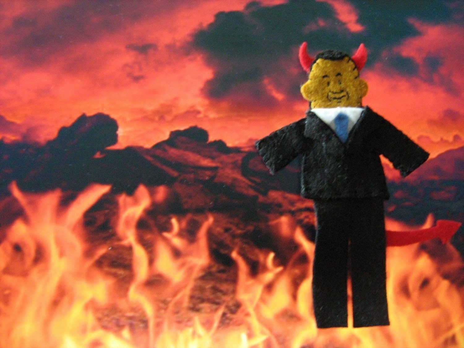 Obama Devil Felt Finger Puppet