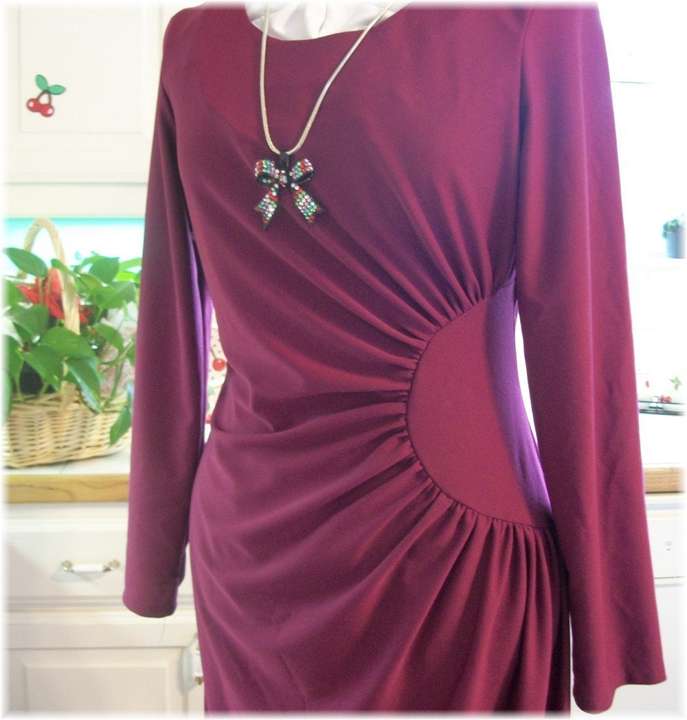 Aubergine Hourglass Bombshell Formal Dress with Slenderizing Ruching