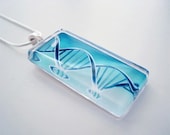 DNA Helix - science glass pendant - lake green