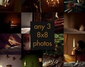 Set of Three 8x8 Photographs - Warm Natural Light Fine Art Photography