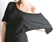 Fitted Off Shoulder Top - Womens Cotton Basic Shirts Fashion Black