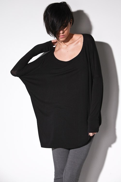 Oversized the cut long sleeve top, black s m