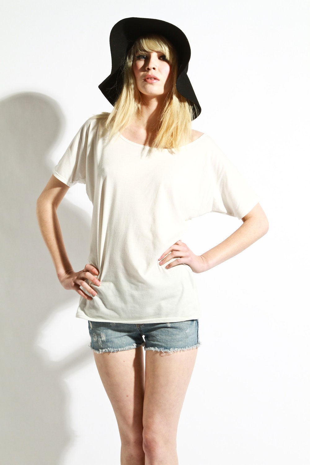Dreamer Casual Tee - Soft Womens Top Shirt Ivory Long Shirt