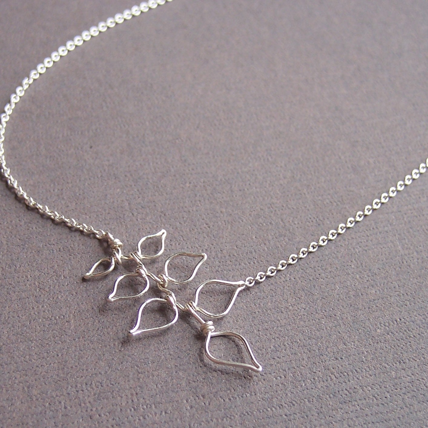 Asymmetrical Leaf Sprig Necklace - jewelry by jackie