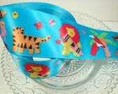 Crayon  Animal Ribbon, Lion , Tiger, Monkey, Blue  (392-11)