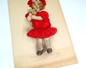 Vintage Postcard, Ephemera, Unused, Girl Dressed In Red (1580-09)
