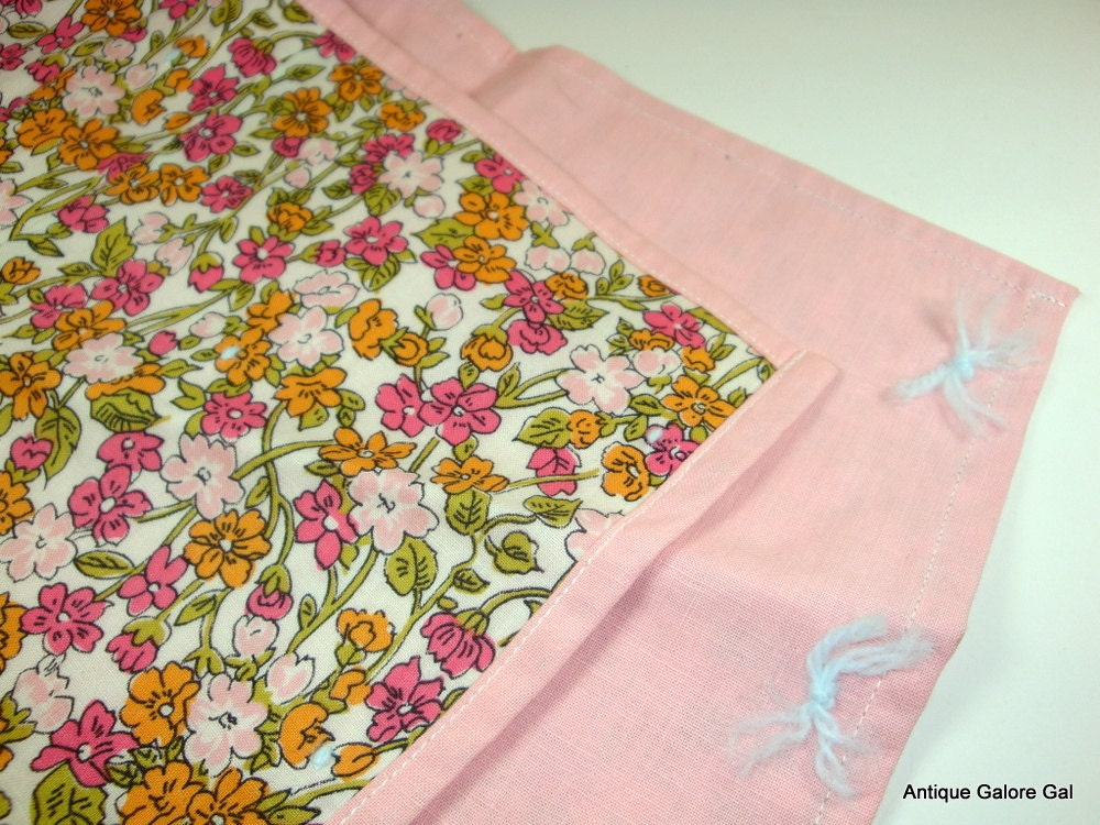 Vintage Pink Floral Doll Quilt, Doll Blanket